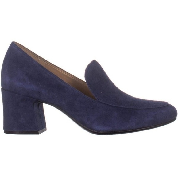Naturalizer Dany Block Heel Pumps blue suede size 9W - Picture 2 of 12